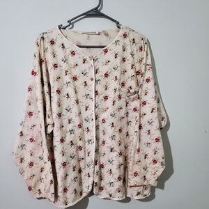 Victoria’s Secret Large Floral Button Front Blouse Cottagecore Long Sleeve Top